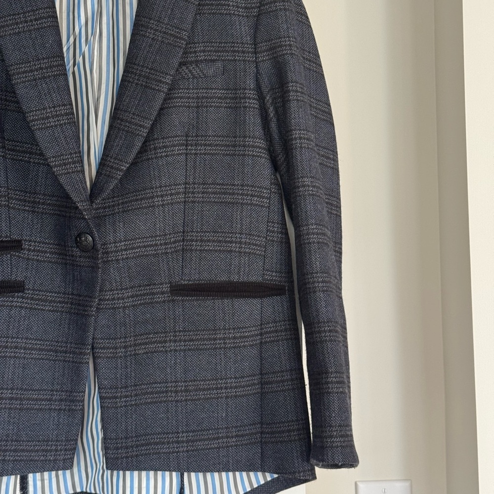 Veronica Beard Gia Dickey Plaid Blazer Size 12 Virgin Wool Made in USA - Picture 5 of 13